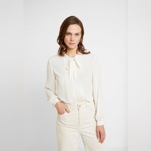 Banana Republic Cream Pleated Blouse with Bow